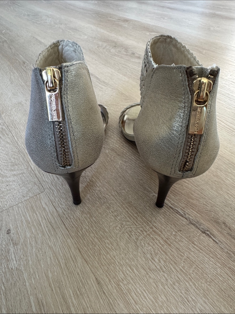 Michael Kors Braided Metallic Ankle-Strap Heels - Gold - Picture 3 of 6